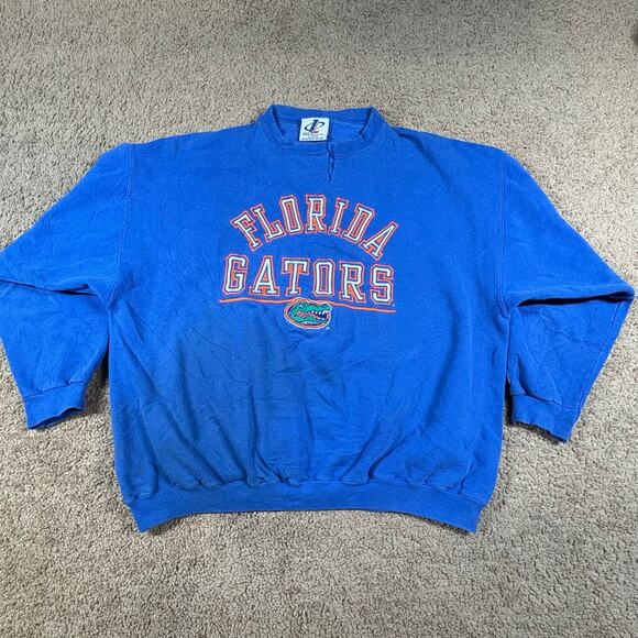 Vintage 90s Florida Gators Blue Sweatshirt Cut Collar Football Mens Sz L - Picture 1 of 6